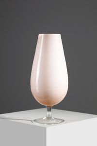 MANIFATTURA MURANESE - Vaso in vetro incamiciato rosa, base in vetro trasparente