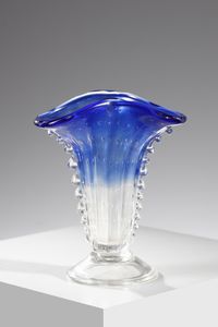 MANIFATTURA MURANESE - Vaso in vetro trasparente sfumato blu