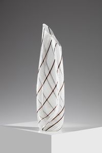 MANIFATTURA MURANESE - Vaso in vetro a canne lattimo e ametista