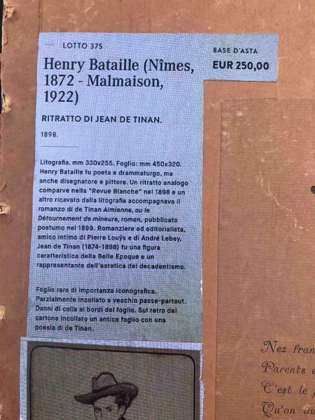 Henry Bataille (1872-1922) Ritratto di Jean de Tinan  - Asta Oltre 300 lotti ad offerta libera - Associazione Nazionale - Case d'Asta italiane