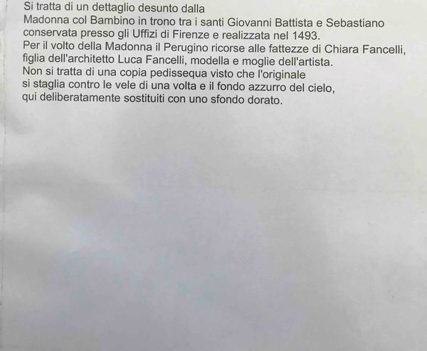 Perugino, nei modi di, XX secolo Madonna  - Asta Oltre 300 lotti ad offerta libera - Associazione Nazionale - Case d'Asta italiane