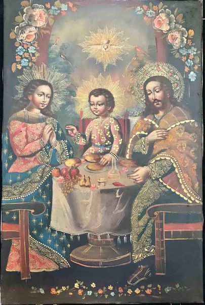 Scuola di Cuzco, fine XX secolo Sacra famiglia  - Asta Oltre 300 lotti ad offerta libera - Associazione Nazionale - Case d'Asta italiane