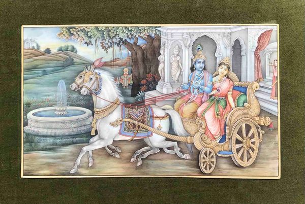 Raffinata miniatura indiana Coppia su carro dorato  - Asta Oltre 300 lotti ad offerta libera - Associazione Nazionale - Case d'Asta italiane