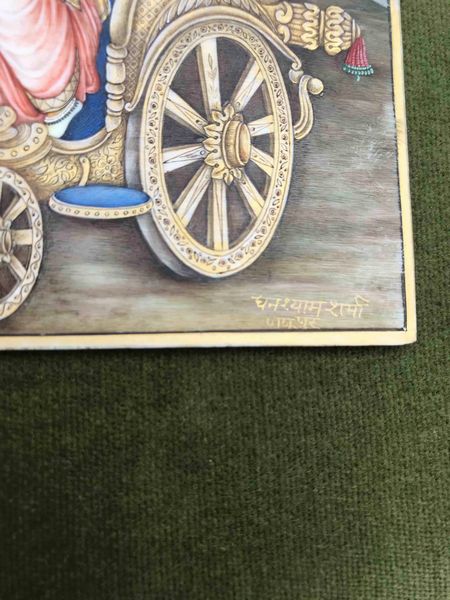 Raffinata miniatura indiana Coppia su carro dorato  - Asta Oltre 300 lotti ad offerta libera - Associazione Nazionale - Case d'Asta italiane