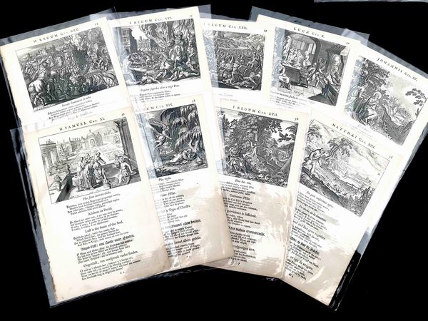 Autore del 600. 9 incisioni con scene dal vecchio e nuovo testamento.  - Asta Oltre 300 lotti ad offerta libera - Associazione Nazionale - Case d'Asta italiane