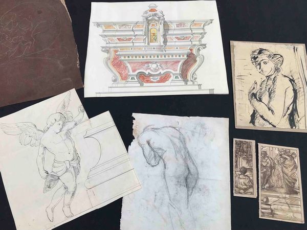 Cartella con 7 disegni di epoche e autori diversi  - Asta Oltre 300 lotti ad offerta libera - Associazione Nazionale - Case d'Asta italiane