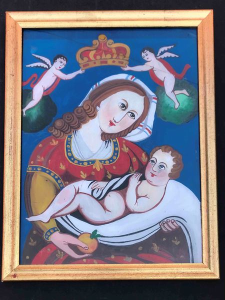 Madonna retrodipinta su vetro. XX secolo  - Asta Oltre 300 lotti ad offerta libera - Associazione Nazionale - Case d'Asta italiane