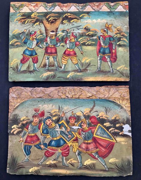 Due pannelli di carretto siciliano scolpiti e dipinti XIX/XX secolo  - Asta Oltre 300 lotti ad offerta libera - Associazione Nazionale - Case d'Asta italiane