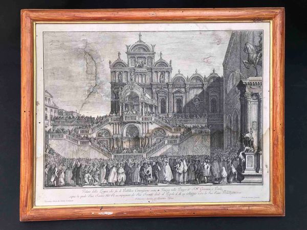 Venezia: Giacomo Leonardis da Antonio Codognato Pio VI, in presenza del Doge, impartisce la benedizione dalla Loggia di Piazza SS Giovanni e Paolo. 19 Maggio 1782  - Asta Oltre 300 lotti ad offerta libera - Associazione Nazionale - Case d'Asta italiane