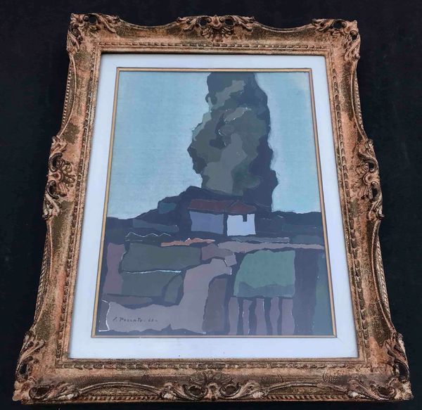 Epifanio Pozzato (Biella 1931 - 2007) Paesaggio con grande albero  - Asta Oltre 300 lotti ad offerta libera - Associazione Nazionale - Case d'Asta italiane