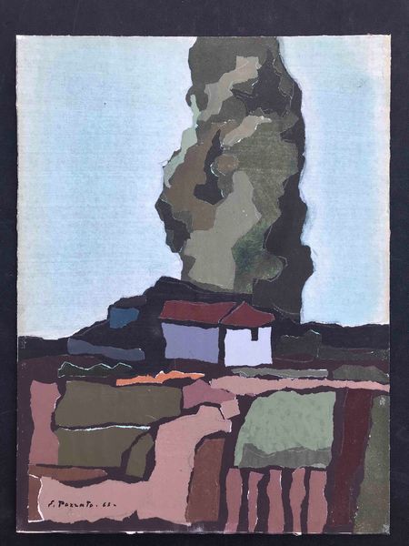 Epifanio Pozzato (Biella 1931 - 2007) Paesaggio con grande albero  - Asta Oltre 300 lotti ad offerta libera - Associazione Nazionale - Case d'Asta italiane