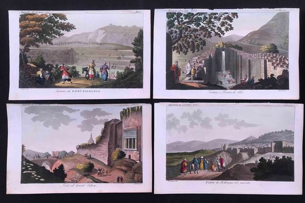 Gerusalemme e Palestina: 6 stampe dell'800 di cui 4 acquerellate<BR>  - Asta Oltre 300 lotti ad offerta libera - Associazione Nazionale - Case d'Asta italiane