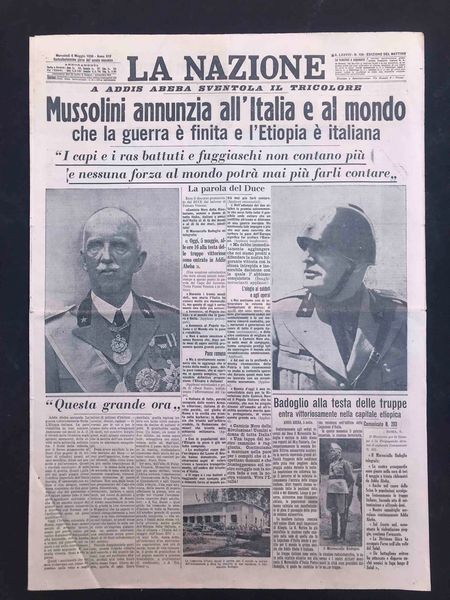 La Nazione front page e retro di 4 numeri con avvenimenti storici  - Asta Oltre 300 lotti ad offerta libera - Associazione Nazionale - Case d'Asta italiane