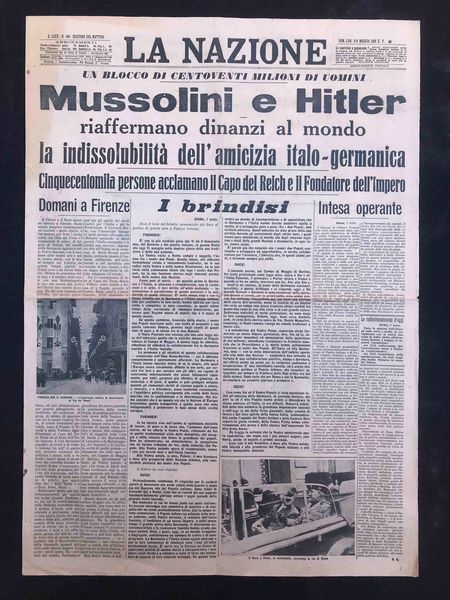La Nazione front page e retro di 4 numeri con avvenimenti storici  - Asta Oltre 300 lotti ad offerta libera - Associazione Nazionale - Case d'Asta italiane