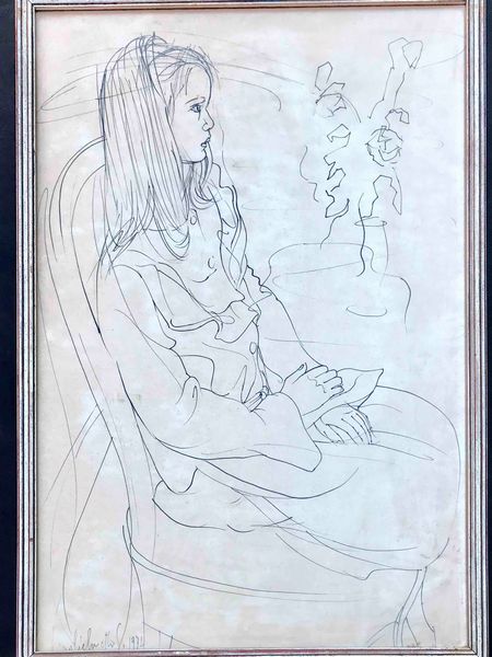 Gianni Guglielmetti (1929) Ritratto di giovinetta seduta  - Asta Oltre 300 lotti ad offerta libera - Associazione Nazionale - Case d'Asta italiane