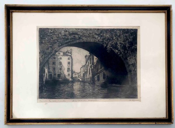 Venezia - Pericle Menin (1880-1940). 2 incisioni in cornice  - Asta Oltre 300 lotti ad offerta libera - Associazione Nazionale - Case d'Asta italiane