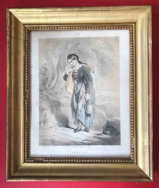 Stampa acquarellata dell�800 Retour au village  - Asta Oltre 300 lotti ad offerta libera - Associazione Nazionale - Case d'Asta italiane