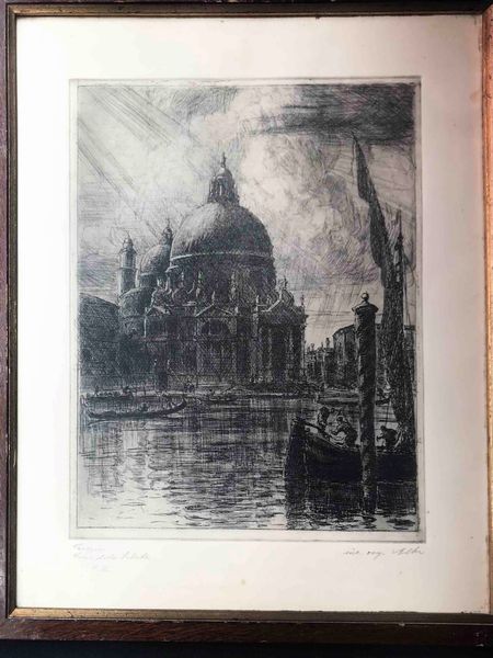 Venezia - Firma indecifrata. 3 acqueforti in cornice. XII E.F  - Asta Oltre 300 lotti ad offerta libera - Associazione Nazionale - Case d'Asta italiane