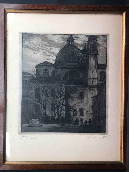 Venezia - Firma indecifrata. 3 acqueforti in cornice. XII E.F  - Asta Oltre 300 lotti ad offerta libera - Associazione Nazionale - Case d'Asta italiane