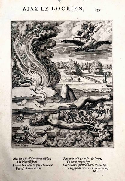 Anthoine Caron (1521-1599) inventor Thomas De Leu (1560-1620) sculpsit Aiax le Locrien  - Asta Oltre 300 lotti ad offerta libera - Associazione Nazionale - Case d'Asta italiane