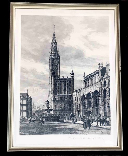 Hugo Ulbrich (1867-1938) Grande veduta di Danzica  - Asta Oltre 300 lotti ad offerta libera - Associazione Nazionale - Case d'Asta italiane