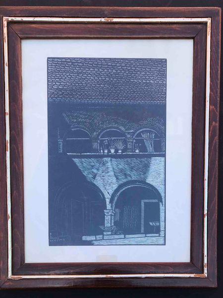 Bruno da Osimo (1888-1962) Interno di cortile  - Asta Oltre 300 lotti ad offerta libera - Associazione Nazionale - Case d'Asta italiane