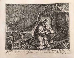 Thomas De Leu (1560-1620). 4 incisioni da Oraculum Anachoreticum.  - Asta Oltre 300 lotti ad offerta libera - Associazione Nazionale - Case d'Asta italiane