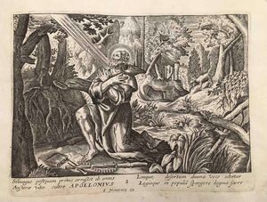 Thomas De Leu (1560-1620). 4 incisioni da Oraculum Anachoreticum.  - Asta Oltre 300 lotti ad offerta libera - Associazione Nazionale - Case d'Asta italiane