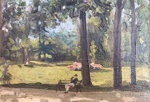 Arnaldo Ronchi (1898 - 1985) Ai giardini  - Asta Oltre 300 lotti ad offerta libera - Associazione Nazionale - Case d'Asta italiane