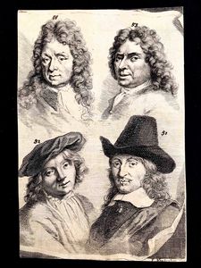 Jacobus Houbraken (1698-1780). Tre incisioni a bulino Ritratti multipli di pittori  - Asta Oltre 300 lotti ad offerta libera - Associazione Nazionale - Case d'Asta italiane