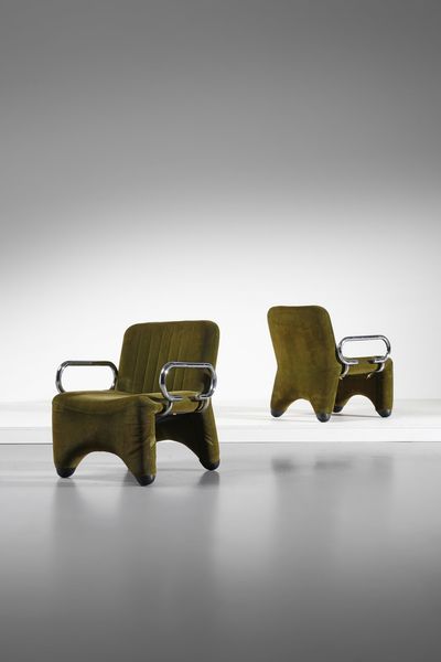 RINALDI GASTONE (1920 - 2006) : nello stile di. Coppia di poltrone  - Asta Asta 378 | DESIGN E ARTI DECORATIVE DEL NOVECENTO - DESIGN Online - Associazione Nazionale - Case d'Asta italiane