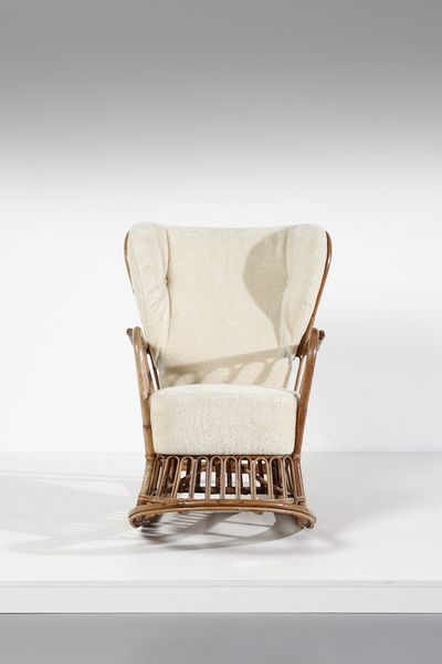 CARMINATI LIO : attribuito. Poltrona a dondolo per Casa & Giardino  - Asta Asta 378 | DESIGN E ARTI DECORATIVE DEL NOVECENTO - DESIGN Online - Associazione Nazionale - Case d'Asta italiane