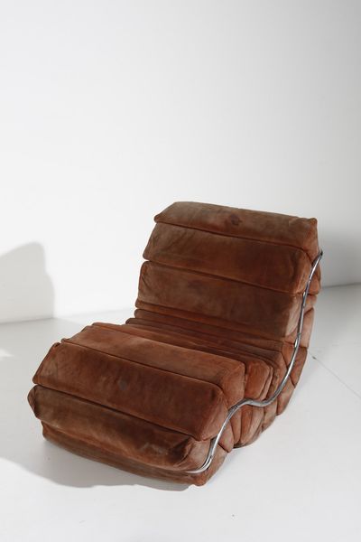 CECCHI MARZIO (1940 - 1990) : attribuito. Poltrona con poggiapiedi  - Asta Asta 378 | DESIGN E ARTI DECORATIVE DEL NOVECENTO - DESIGN Online - Associazione Nazionale - Case d'Asta italiane