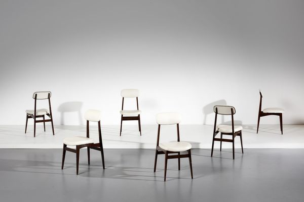 HALAS RAJMUND TEOFIL (1925 - 2008) : attribuito. Sei sedie per Paczkow  - Asta Asta 378 | DESIGN E ARTI DECORATIVE DEL NOVECENTO - DESIGN Online - Associazione Nazionale - Case d'Asta italiane