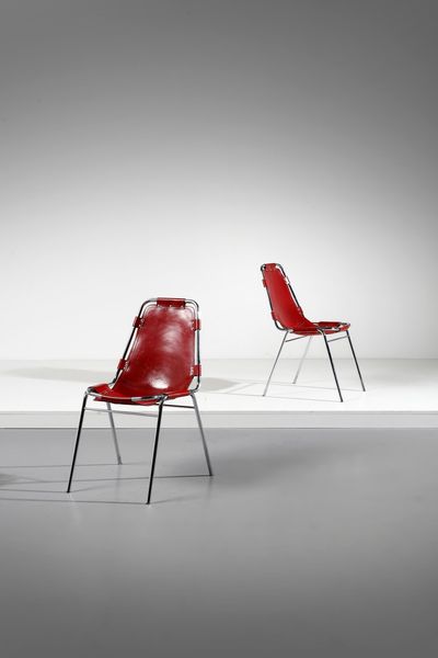 PERRIAND CHARLOTTE  (1903 - 1999) : Coppia di sedie per Les Arcs  - Asta Asta 378 | DESIGN E ARTI DECORATIVE DEL NOVECENTO - DESIGN Online - Associazione Nazionale - Case d'Asta italiane