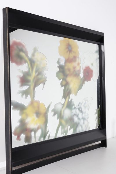 COLLINA GIULIANO (n. 1938) : Grande specchiera con decorazione serigrafata su disegno di Ico Parisi  - Asta Asta 378 | DESIGN E ARTI DECORATIVE DEL NOVECENTO - DESIGN Online - Associazione Nazionale - Case d'Asta italiane