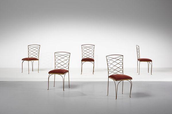 MANIFATTURA ITALIANA : Cinque sedie  - Asta Asta 378 | DESIGN E ARTI DECORATIVE DEL NOVECENTO - DESIGN Online - Associazione Nazionale - Case d'Asta italiane