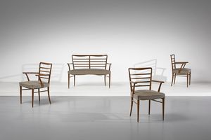 BUFFA PAOLO (1903 - 1970) - attribuito. Divano e tre poltroncine