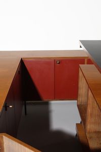 LA PERMANENTE MOBILI CANTU� : attribuito. Mobile bar con tre sgabelli  - Asta Asta 378 | DESIGN E ARTI DECORATIVE DEL NOVECENTO - DESIGN Online - Associazione Nazionale - Case d'Asta italiane