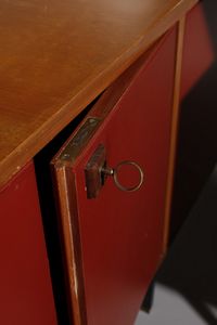 LA PERMANENTE MOBILI CANTU� : attribuito. Mobile bar con tre sgabelli  - Asta Asta 378 | DESIGN E ARTI DECORATIVE DEL NOVECENTO - DESIGN Online - Associazione Nazionale - Case d'Asta italiane