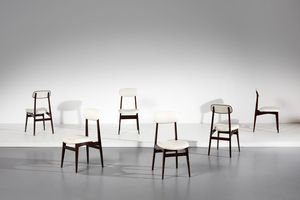 HALAS RAJMUND TEOFIL (1925 - 2008) - attribuito. Sei sedie per Paczkow