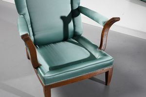 LABO' MARIO (1884 - 1961) : attribuito. Coppia di poltrone  - Asta Asta 378 | DESIGN E ARTI DECORATIVE DEL NOVECENTO - DESIGN Online - Associazione Nazionale - Case d'Asta italiane