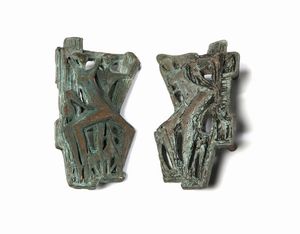 GIOVANNI FERRABINI - Coppia di importanti maniglie, Donna nella foresta e Cacciatore