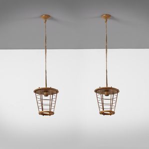 SARFATTI GINO (1912 - 1985) - attribuito. Coppia di lampade a sospensione