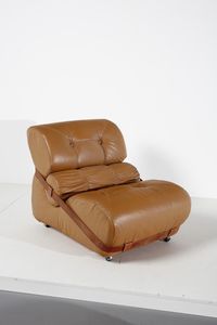 MANIFATTURA ITALIANA : Poltrona e poggiapiedi  - Asta Asta 378 | DESIGN E ARTI DECORATIVE DEL NOVECENTO - DESIGN Online - Associazione Nazionale - Case d'Asta italiane