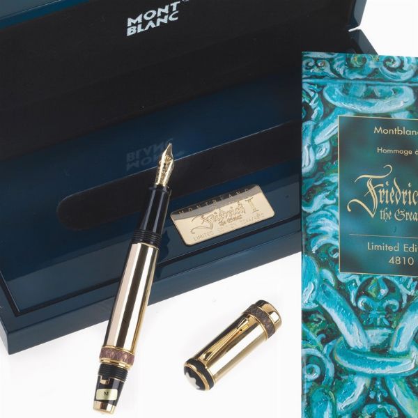 MONTBLANC : MONTBLANC "HOMMAGE A FRIEDRICH II THE GREAT" SERIE PATRON OF ART PENNA STILOGRAFICA EDIZIONE LIMITATA N. 0044/4810 ANNO 1999  - Asta Orologi e penne - Associazione Nazionale - Case d'Asta italiane