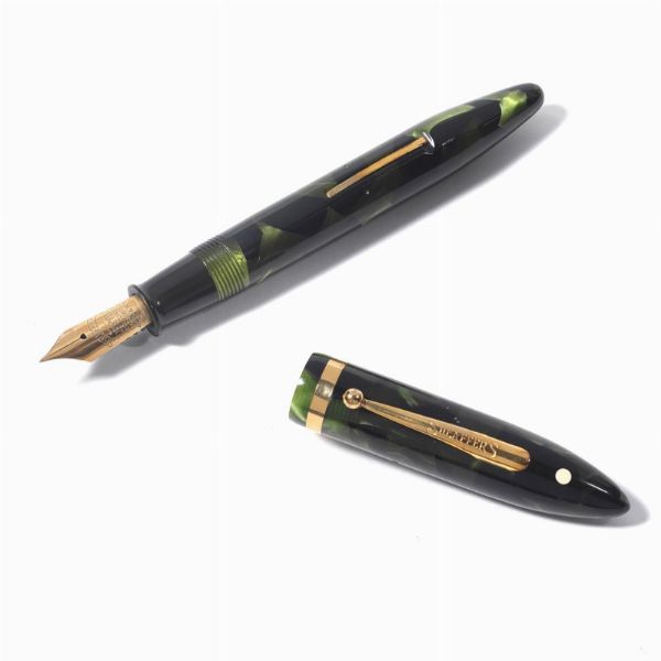 SHEAFFER BALANCE MARINE GREEN LIFETIME SENIOR PENNA STILOGRAFICA  - Asta Orologi e penne - Associazione Nazionale - Case d'Asta italiane