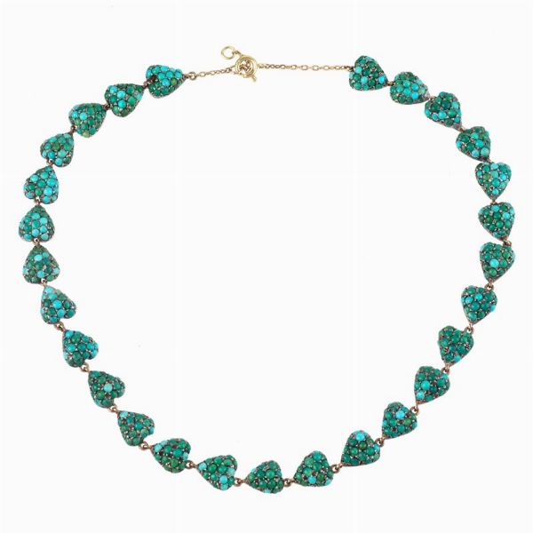 COLLANA A CUORI CON TURCHESI  - Asta Gioielli  - Associazione Nazionale - Case d'Asta italiane