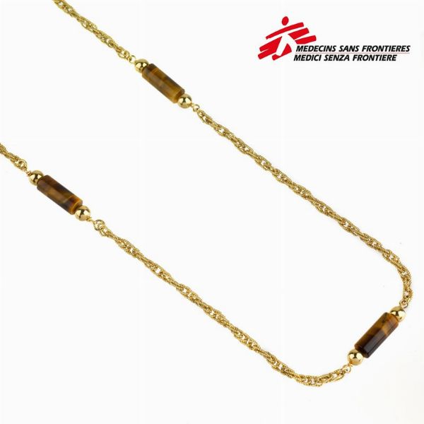LUNGA COLLANA CON OCCHIO DI TIGRE  - Asta Gioielli  - Associazione Nazionale - Case d'Asta italiane