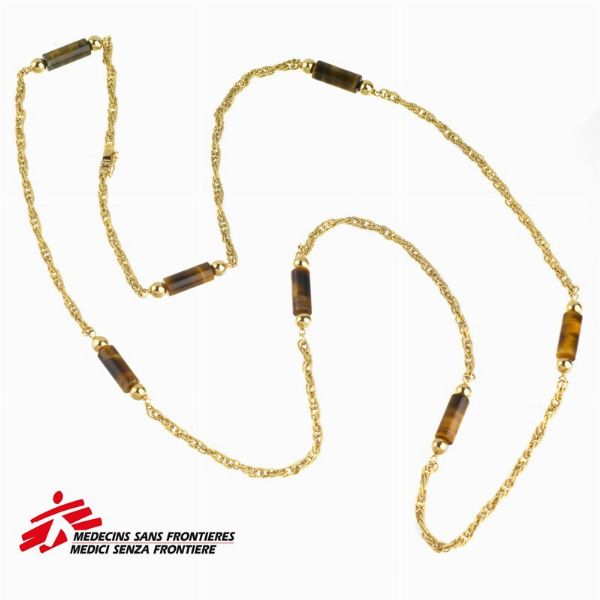 LUNGA COLLANA CON OCCHIO DI TIGRE  - Asta Gioielli  - Associazione Nazionale - Case d'Asta italiane